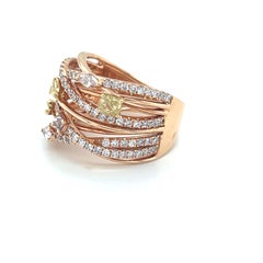 1.66 Carat Mix Cut Yellow and Pink Diamond Ring