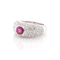 1.66 Carat Natural, Burmese Ruby and Diamond Ring Set in 18 Karat White Gold