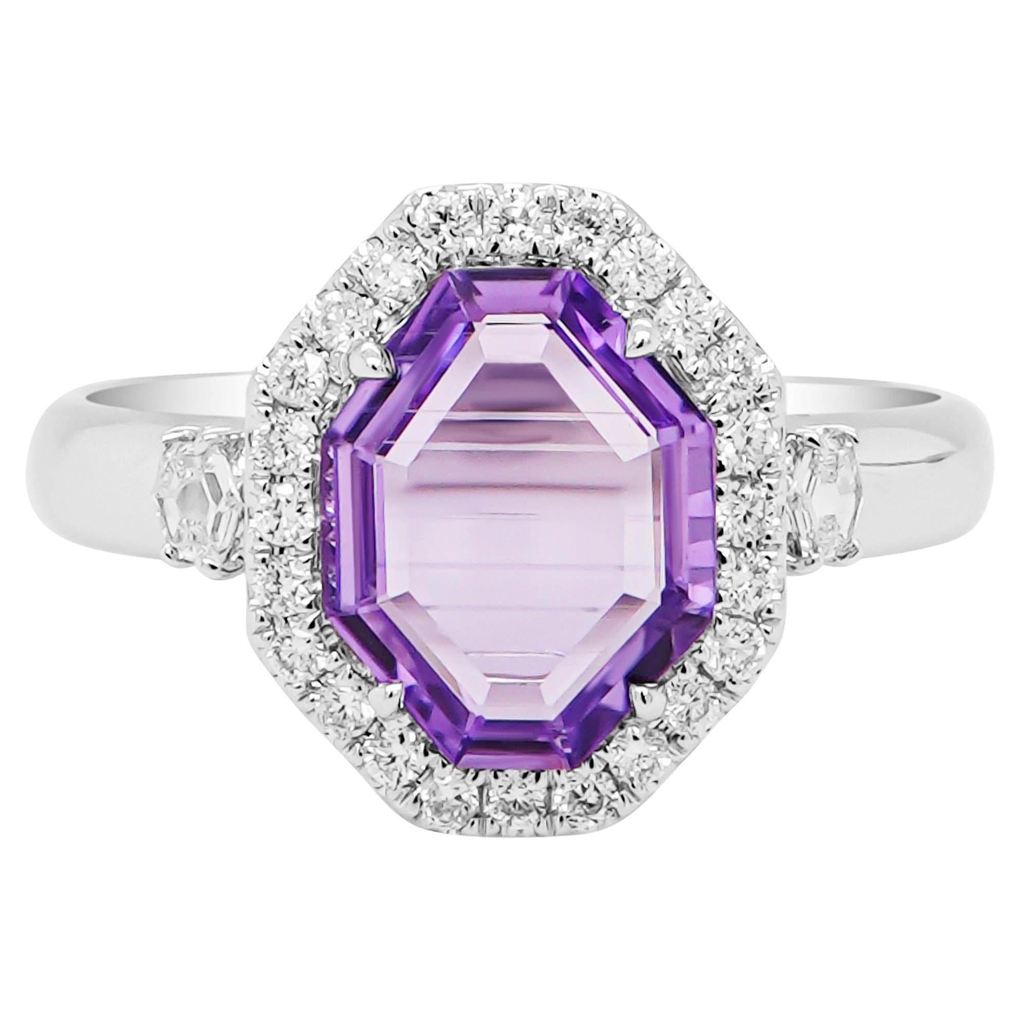 1.66 Carat No Heat Vibrant Purple Sapphire and Diamond 18K Crazy Cuts ...