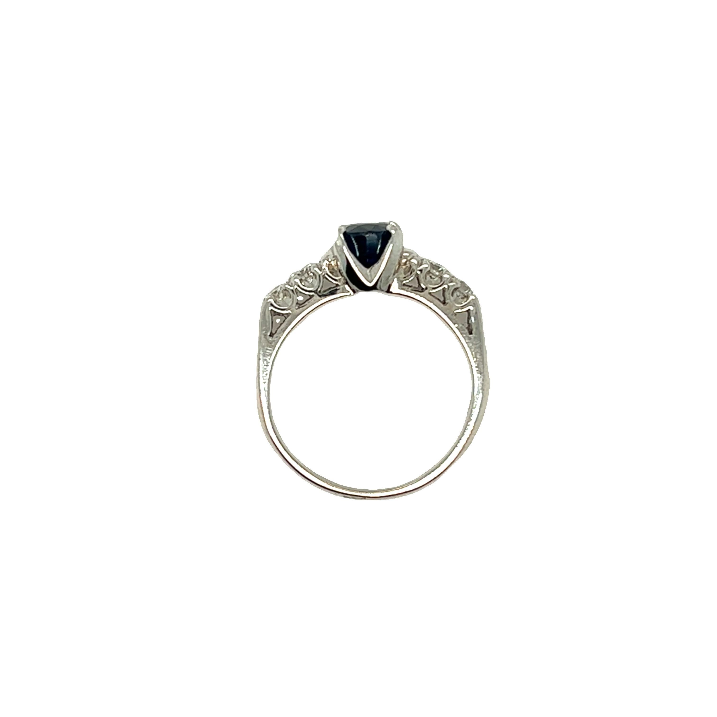 1.66 Carat Oval Sapphire and Diamond Ring 18k White Gold For Sale 2