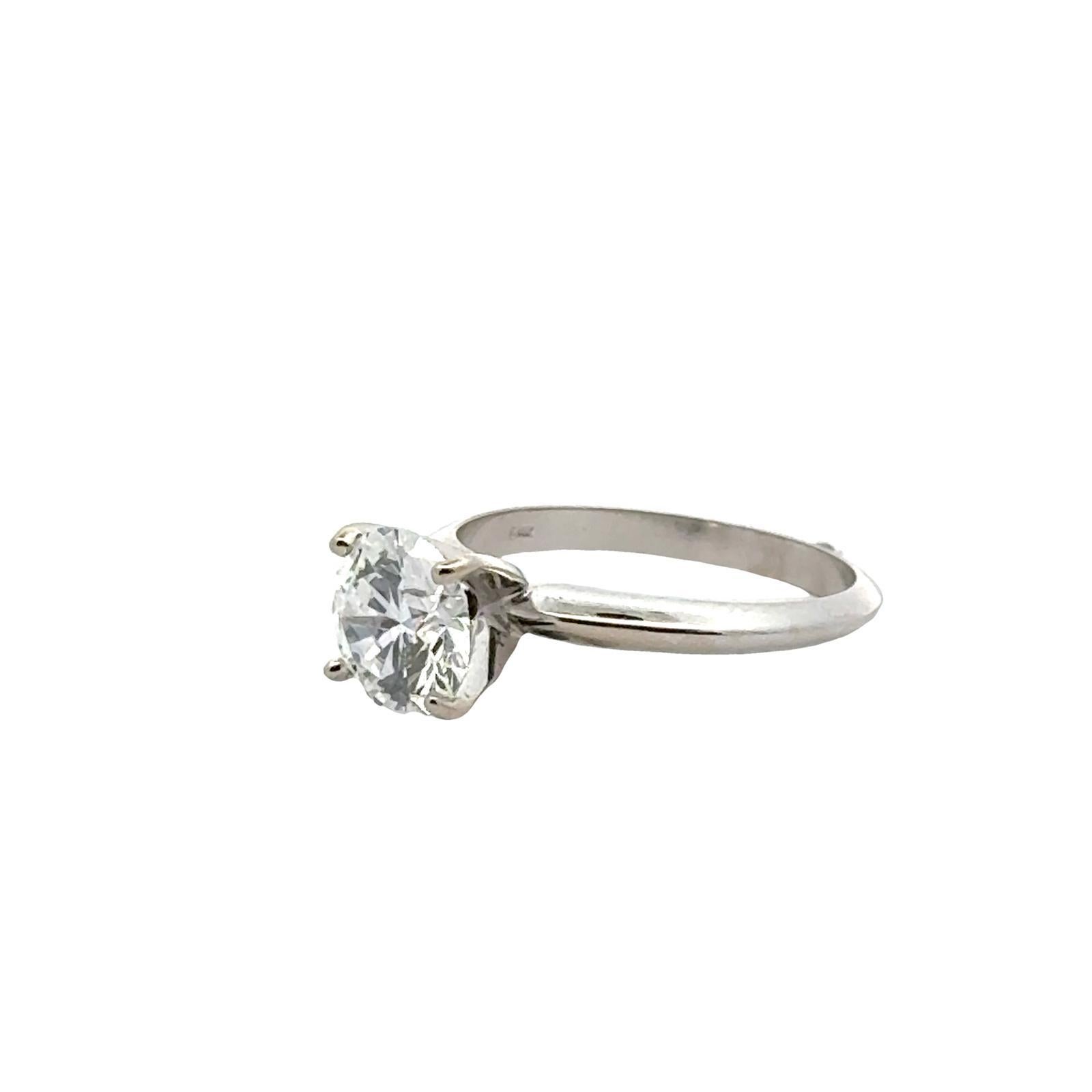 Women's 1.66 Carat Round Brilliant Diamond Solitaire Engagement Ring GIA Cert D/VVS2 For Sale