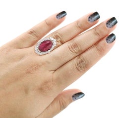 16.6 Carat Rubelite Diamond 18 Karat Oval Cocktail Ring