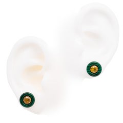Boucles d'oreilles en Sphène (Titanite) et Malachite de 1,66 carat, or rose 18K, Austy Lee