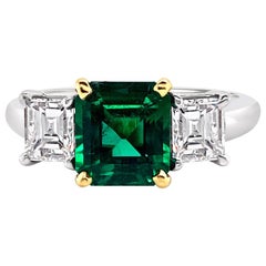 1.66 Carat Emerald and Diamond Ring in Platinum