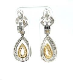 1.66 Carats Two Tone Diamond Earrings