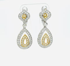 1.66 Carats Two Tone Diamond Earrings