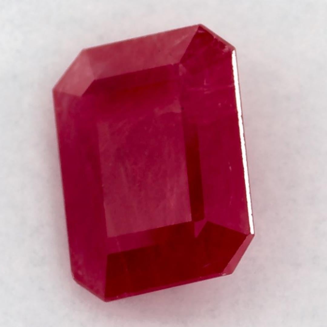 1.66 Ct Ruby Octagon Cut Loose Gemstone In New Condition For Sale In Fort Lee, NJ