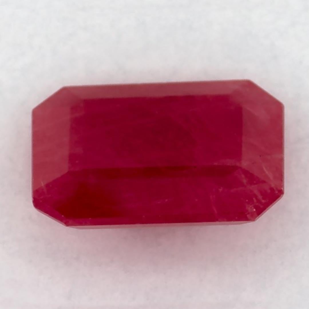 Women's or Men's 1.66 Ct Ruby Octagon Cut Loose Gemstone For Sale