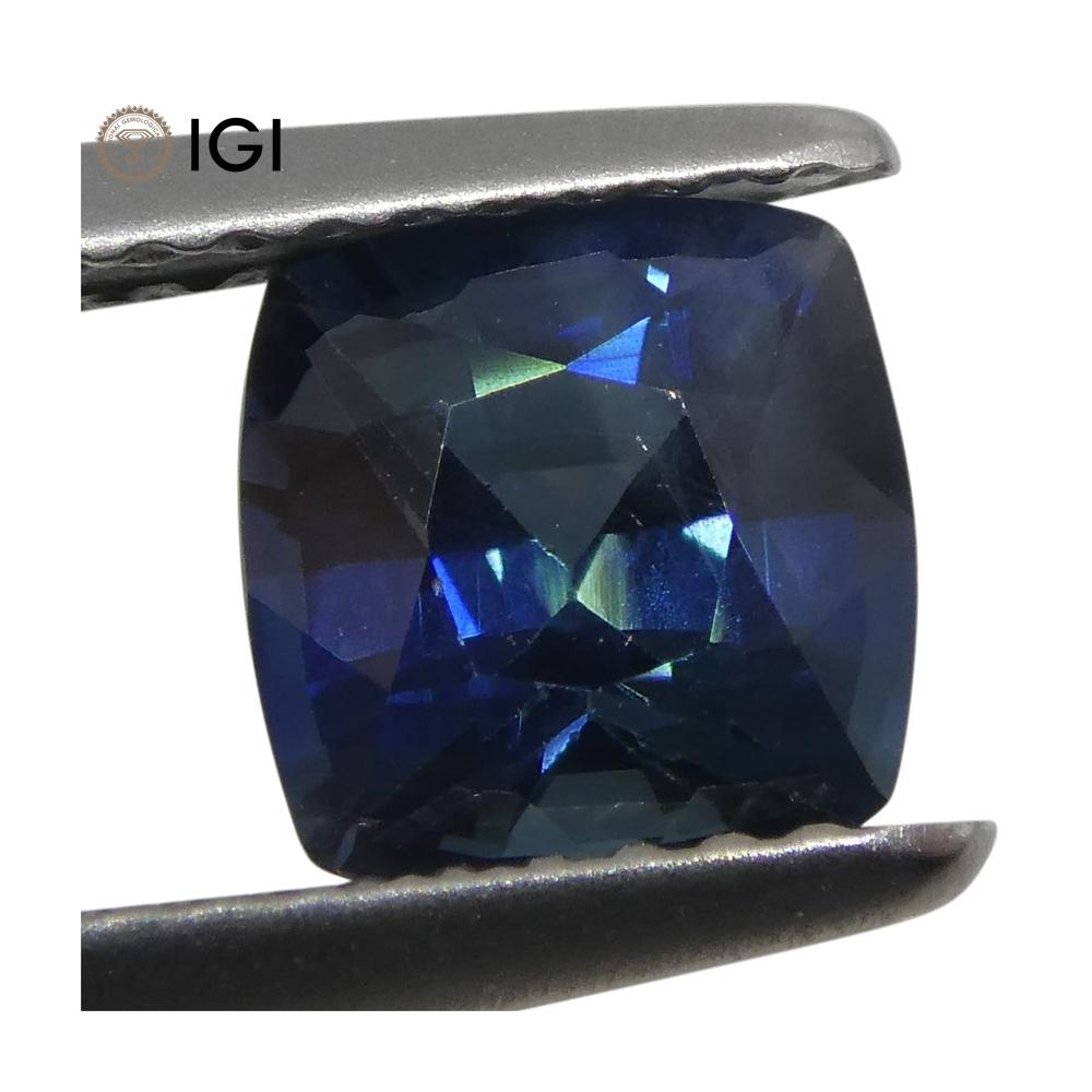 Taille coussin Coussin en saphir bleu sarcelle 1,66 carat certifié IGI, Éthiopienne en vente
