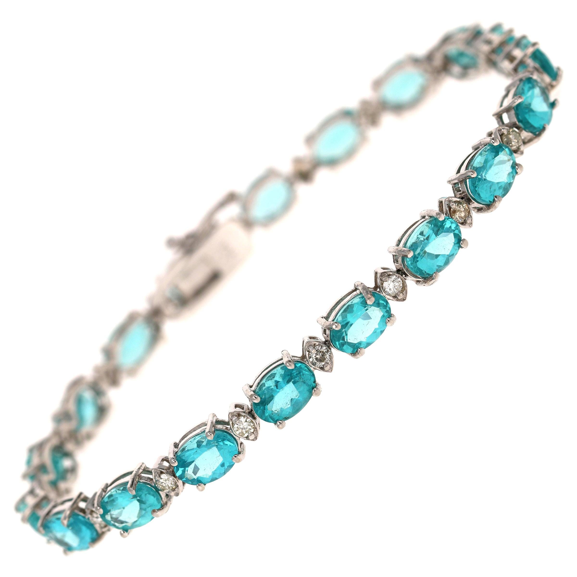 Tennisarmband aus 14 Karat Weißgold mit 16,60 Karat Apatit und Diamant