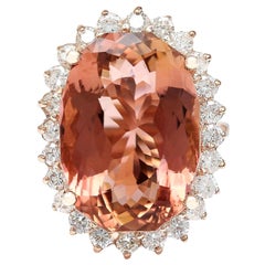 Natural Morganite Diamond Ring In 14 Karat Solid Rose Gold 