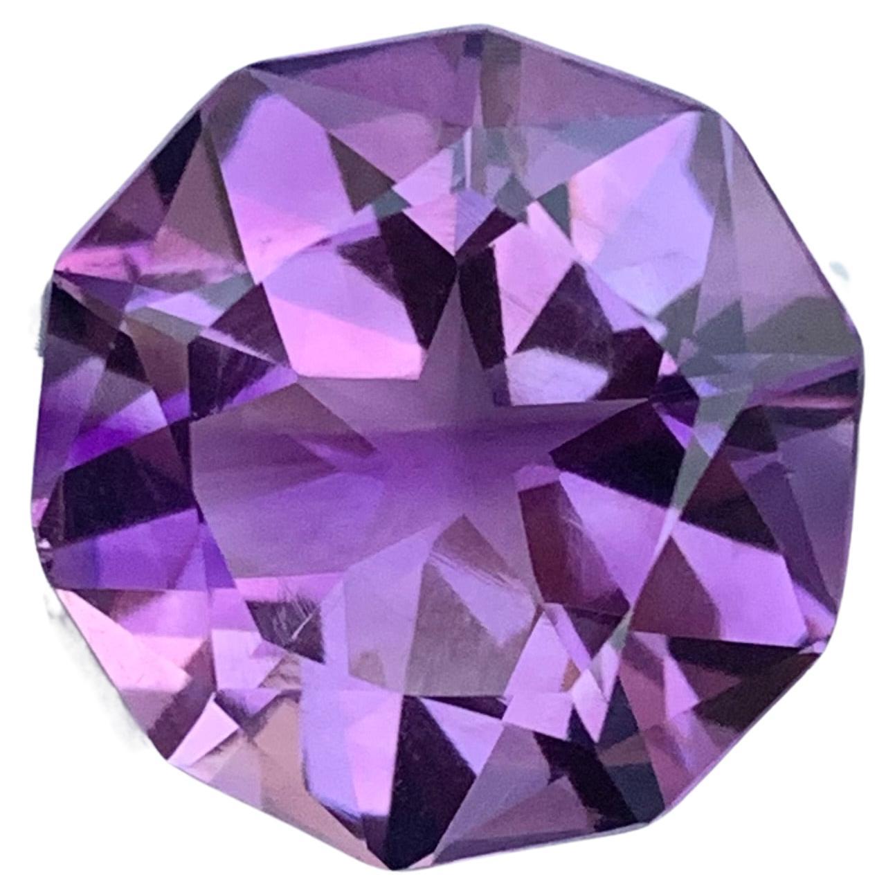 16.60 Carat Natural Round Flower Cut Loose Amethyst Gemstone from Brazil For Sale