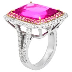 16.60 Carat Pink Tourmaline and Diamond Ring