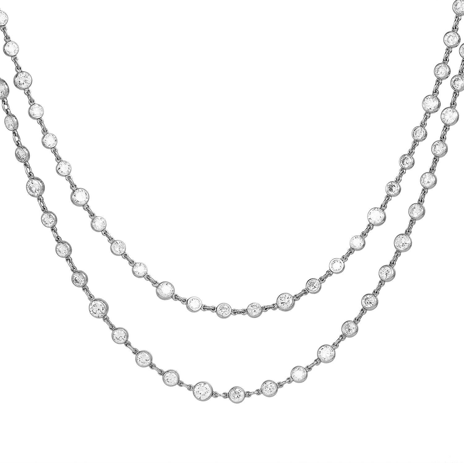 Modern 16.62 Carats Diamond Platinum Diamond by the Yard Chain Necklace