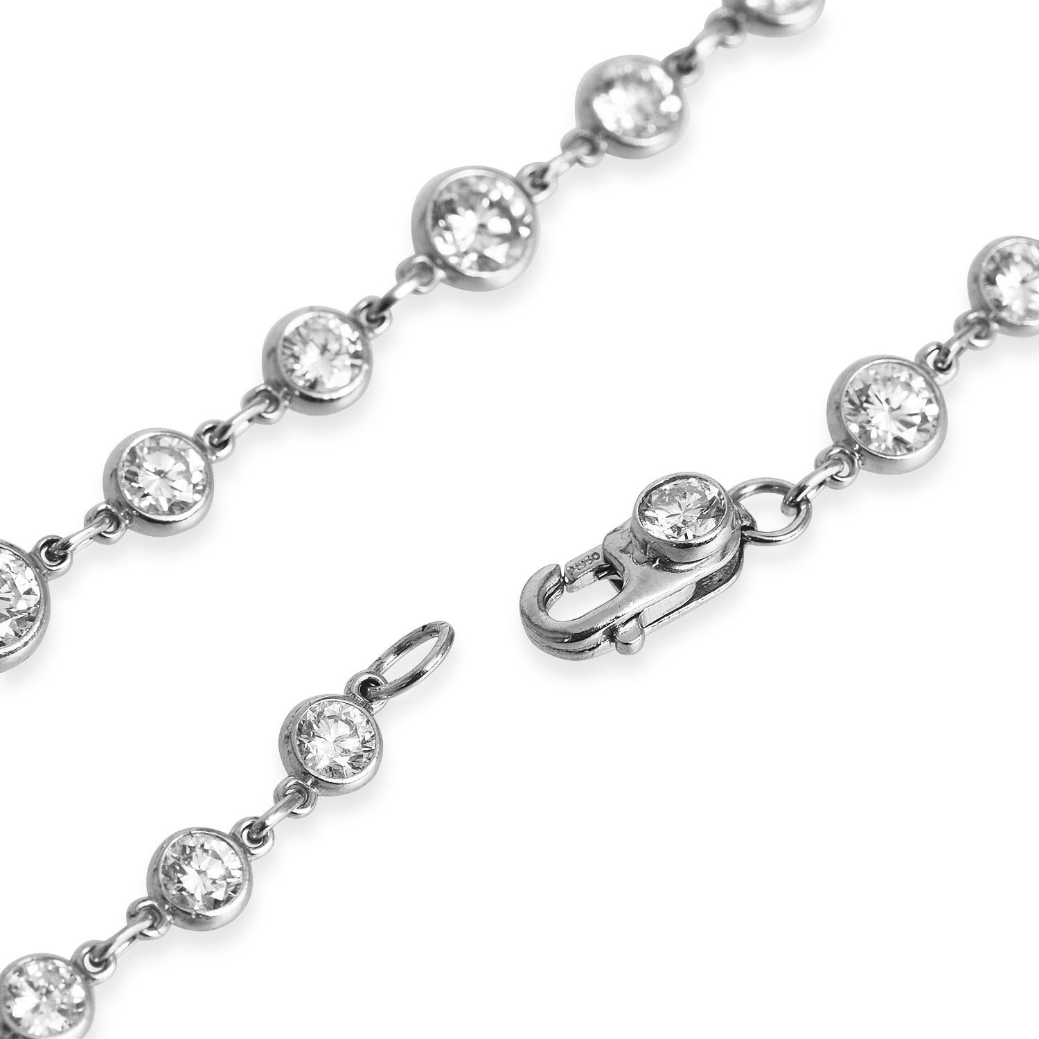 Round Cut 16.62 Carats Diamond Platinum Diamond by the Yard Chain Necklace