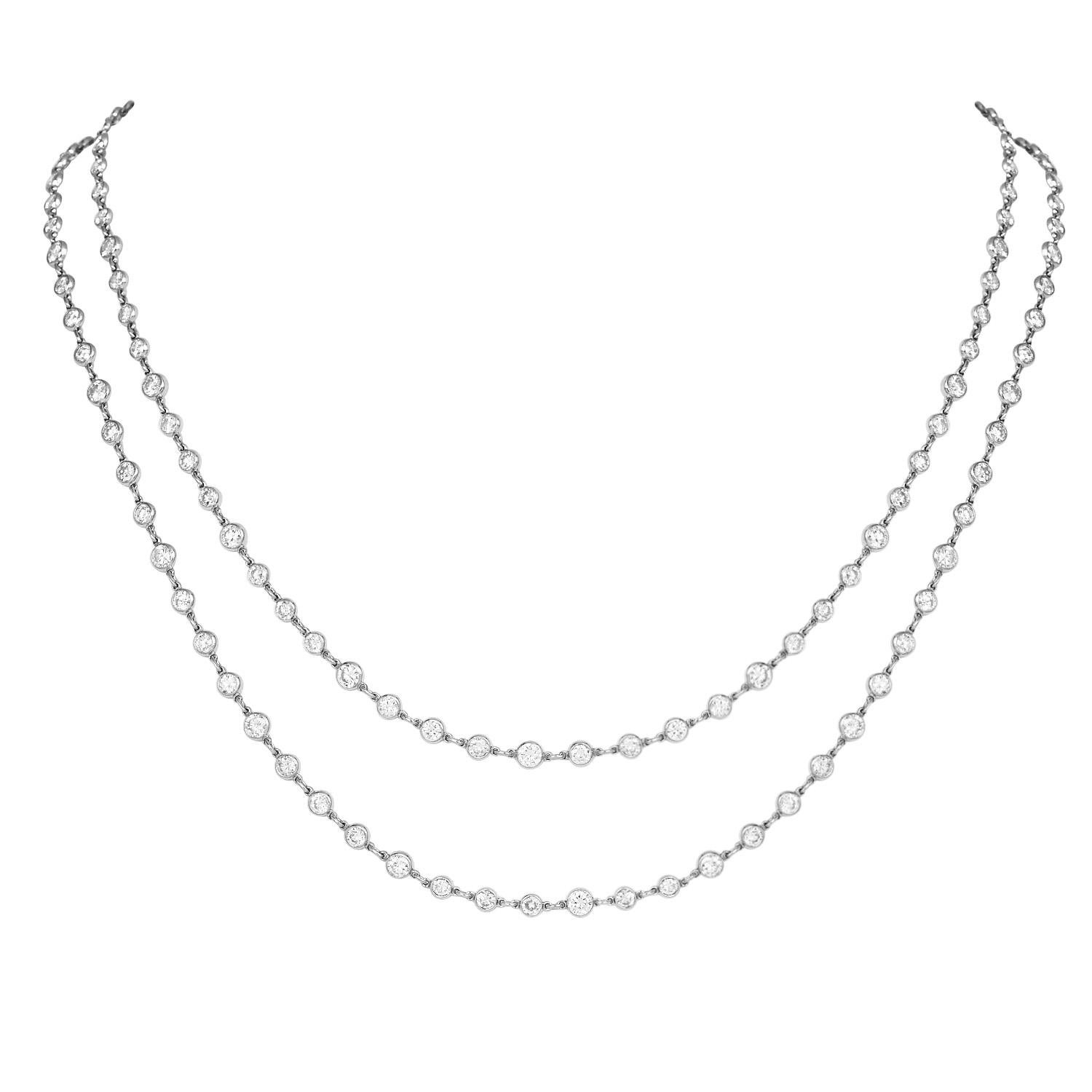 16.62 Carats Diamond Platinum Diamond by the Yard Chain Necklace