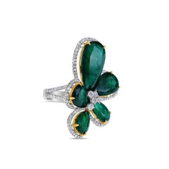 16.64 Carat Emerald Flower Cluster Ring