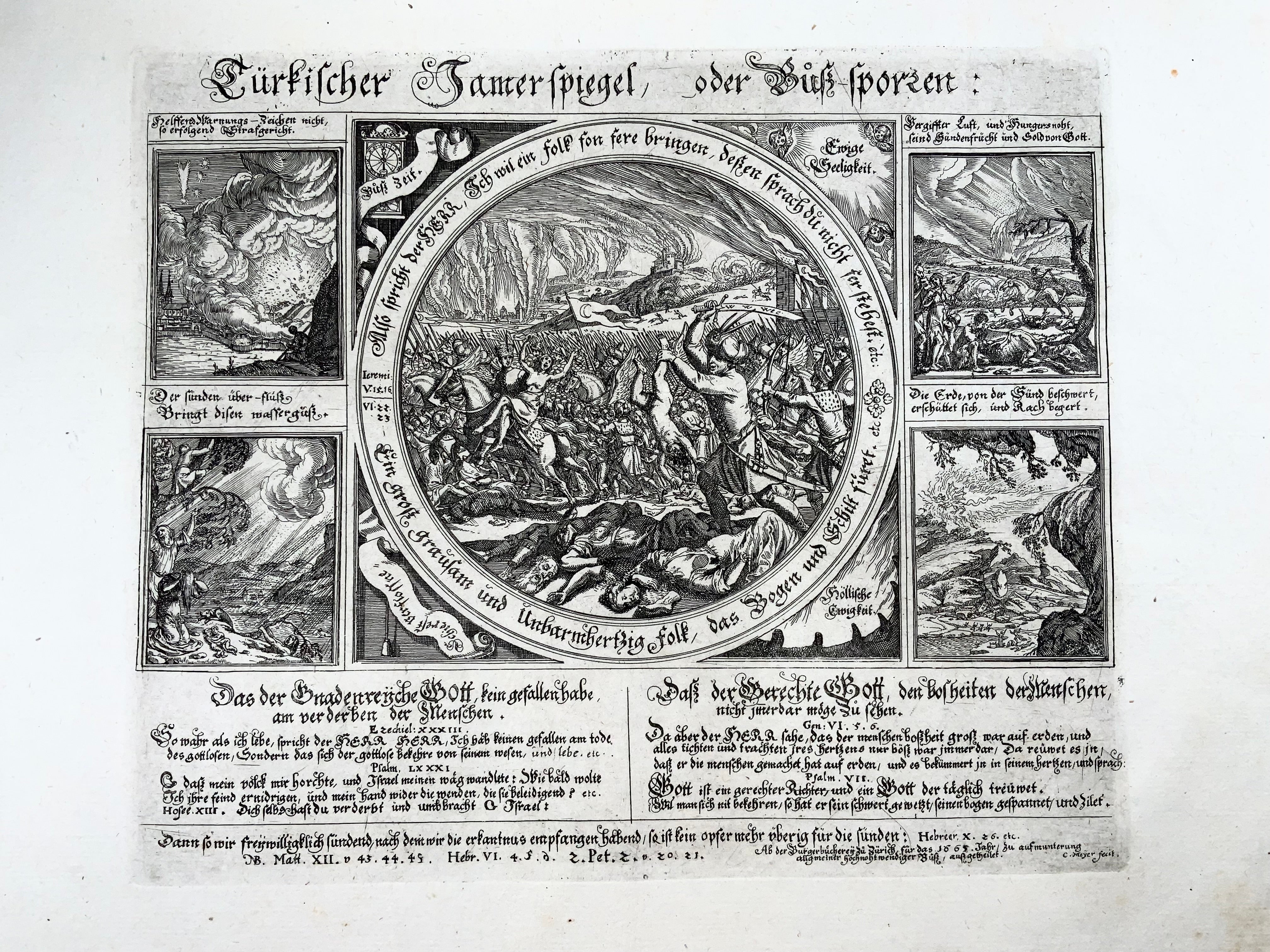 1665 Broadside, Conrad Meyer, “Türkischer Jamerspiegel” Turkish Ottoman ...