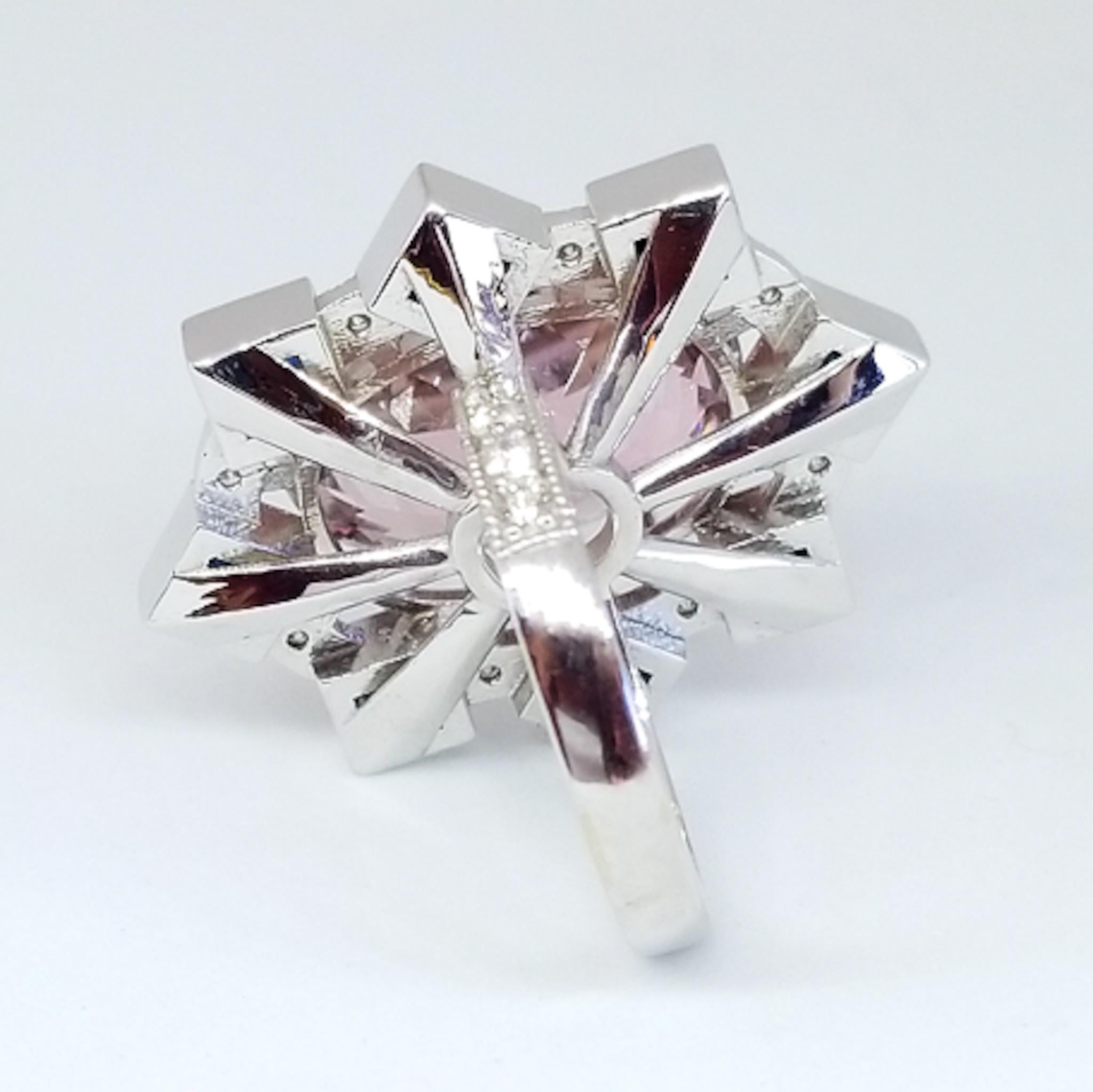 16.65 Carat Pink Tourmaline 3.60 Carat Sapphire .52 Carat Diamond Cocktail Ring For Sale 1