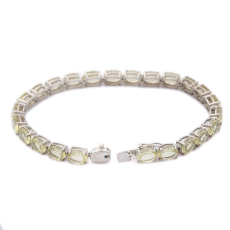 16.66 Carat Lemon Topaz Gemstone Tennis Bracelet for Women in 925 Silver In New Condition For Sale In New York, NY