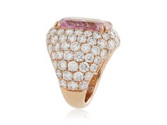 16.67 Carat Burma Unheated Padparadscha Sapphire and Diamond Ring