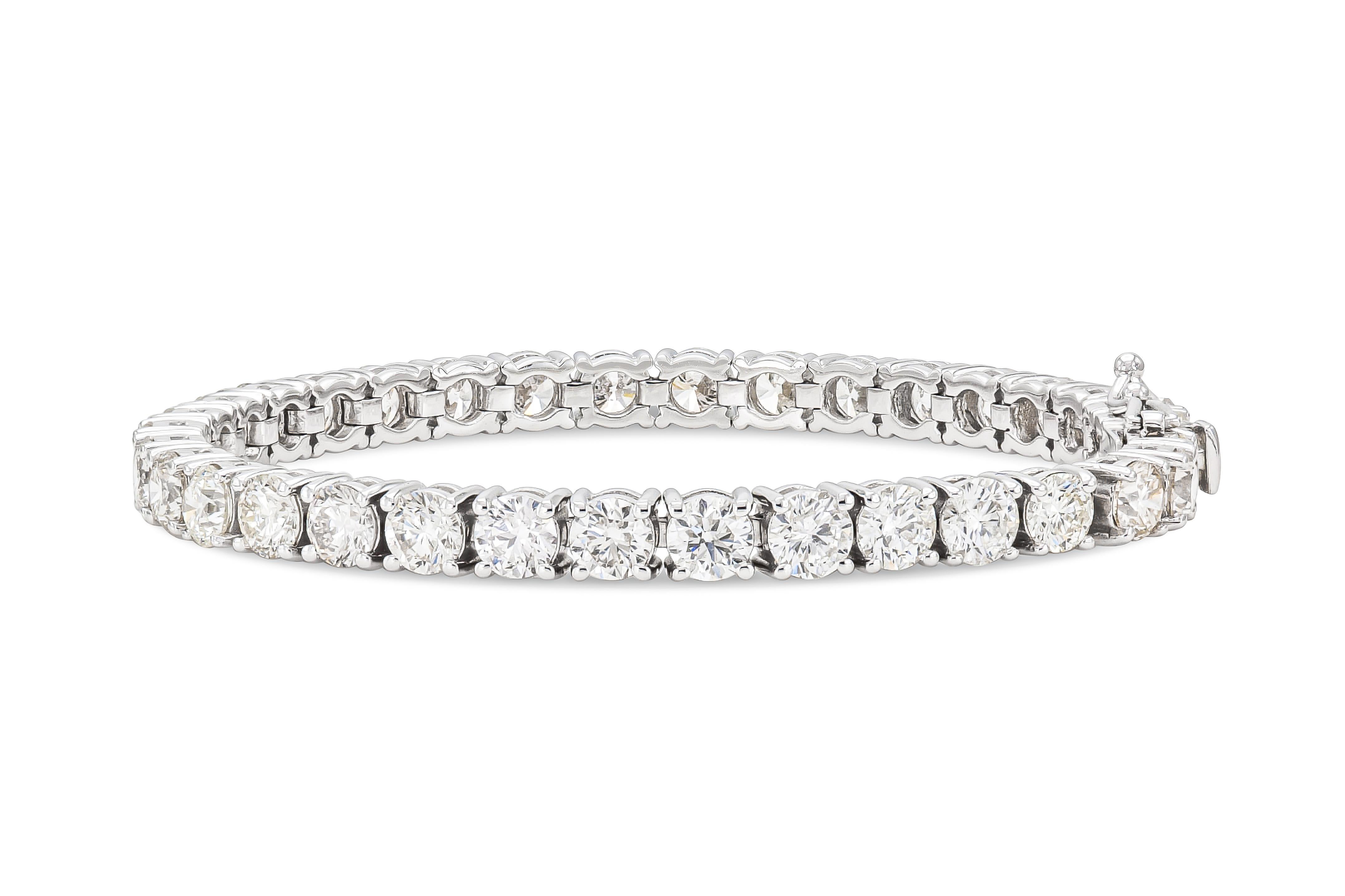 Taglio rotondo Bracciale tennis con diamanti tondi taglio brillante da 16.67 carati in vendita