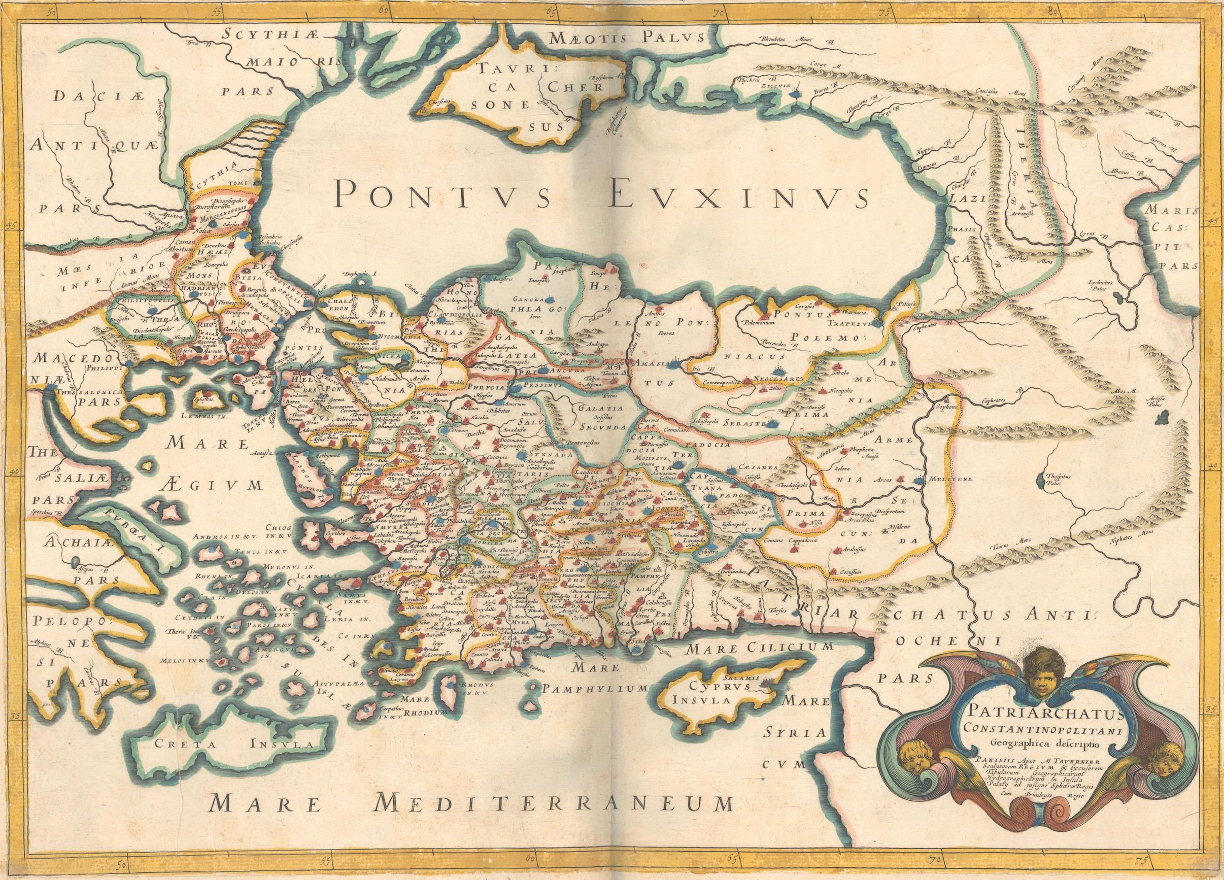 Gravé 1667 Melchior Tavernier Carte du Patriarcat de Constantinople - Mer Noire, G en vente