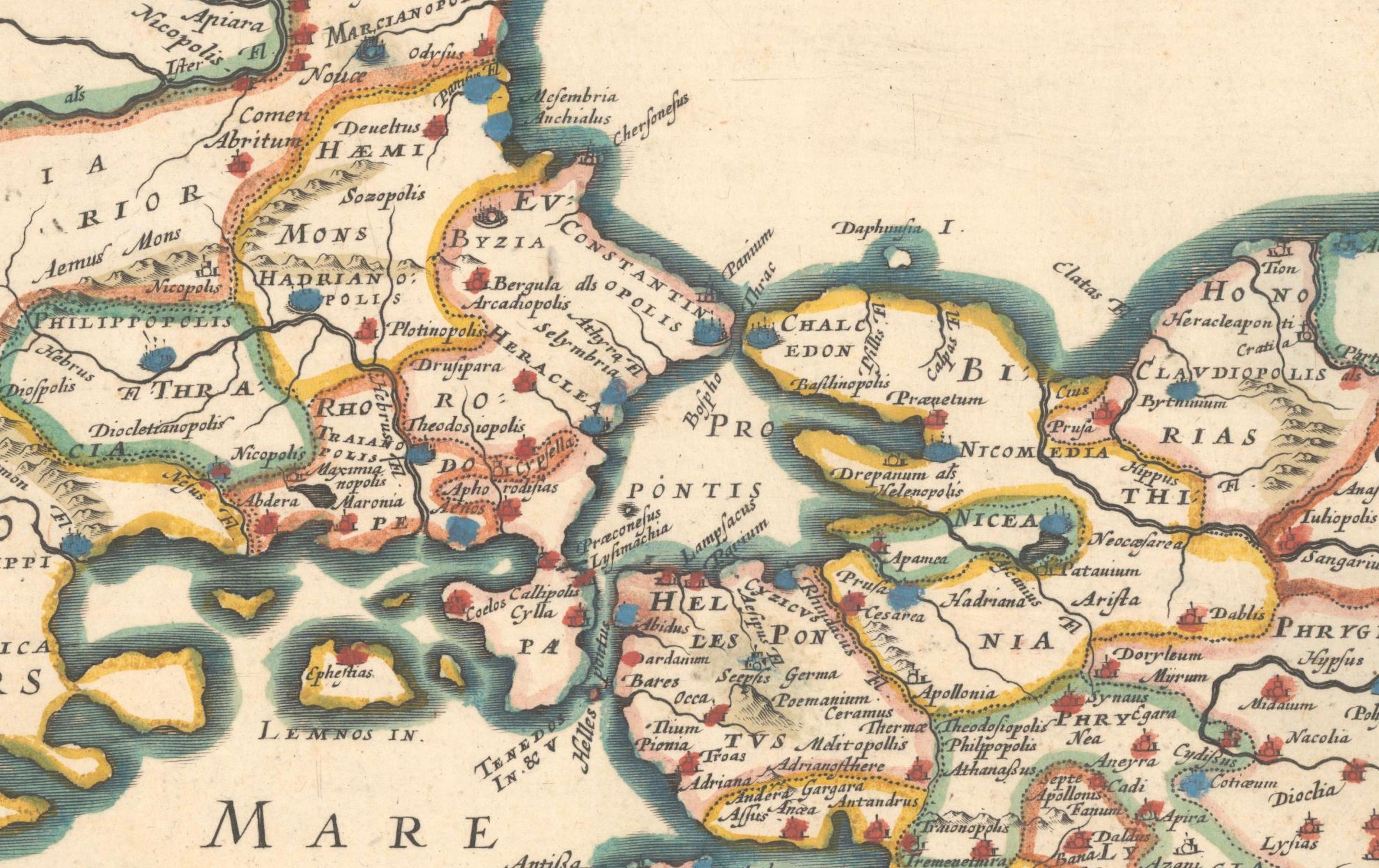 Papier 1667 Melchior Tavernier Carte du Patriarcat de Constantinople - Mer Noire, G en vente