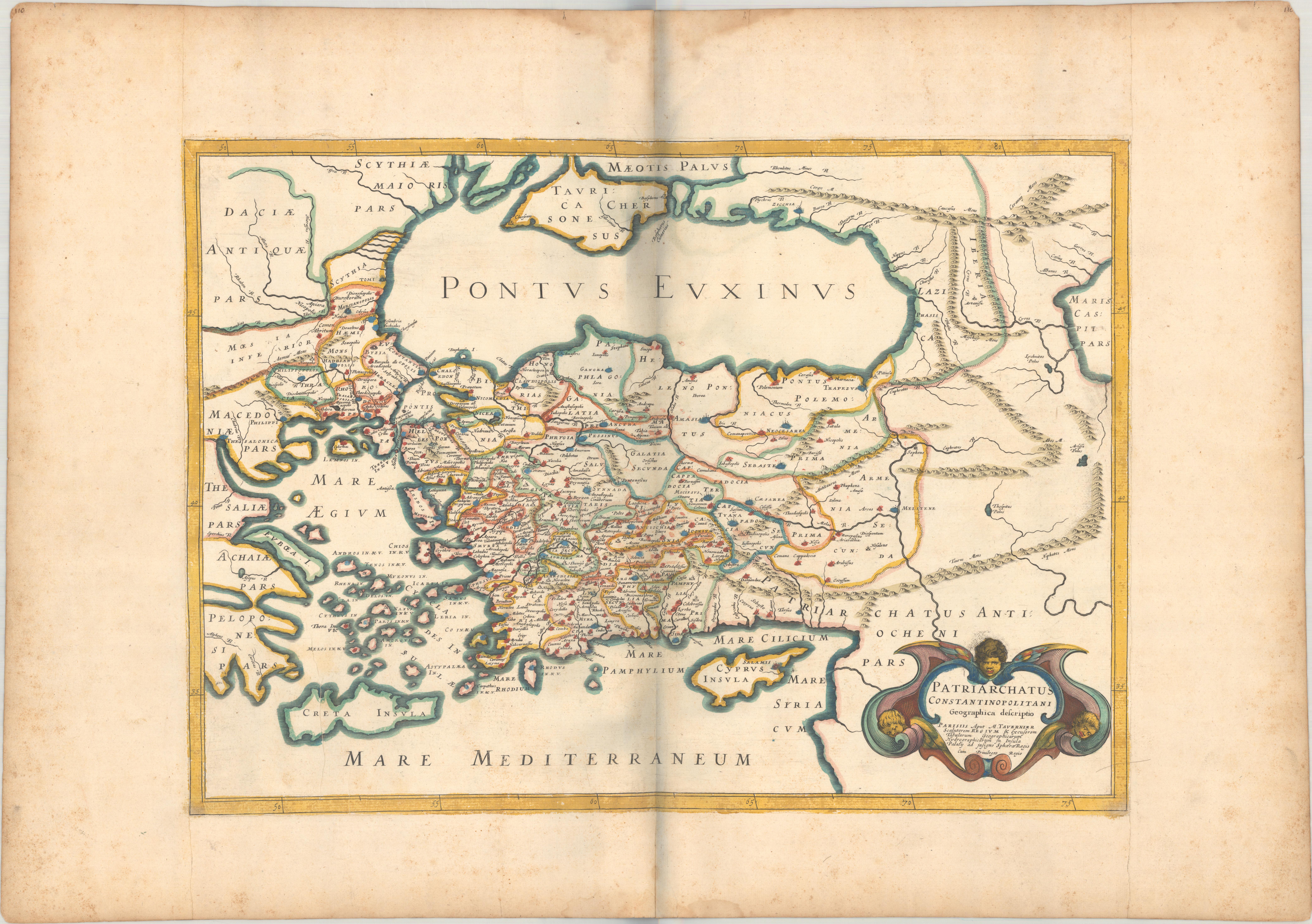 1667 Melchior Tavernier Map of the Patriarchate of Constantinople – Black Sea, G