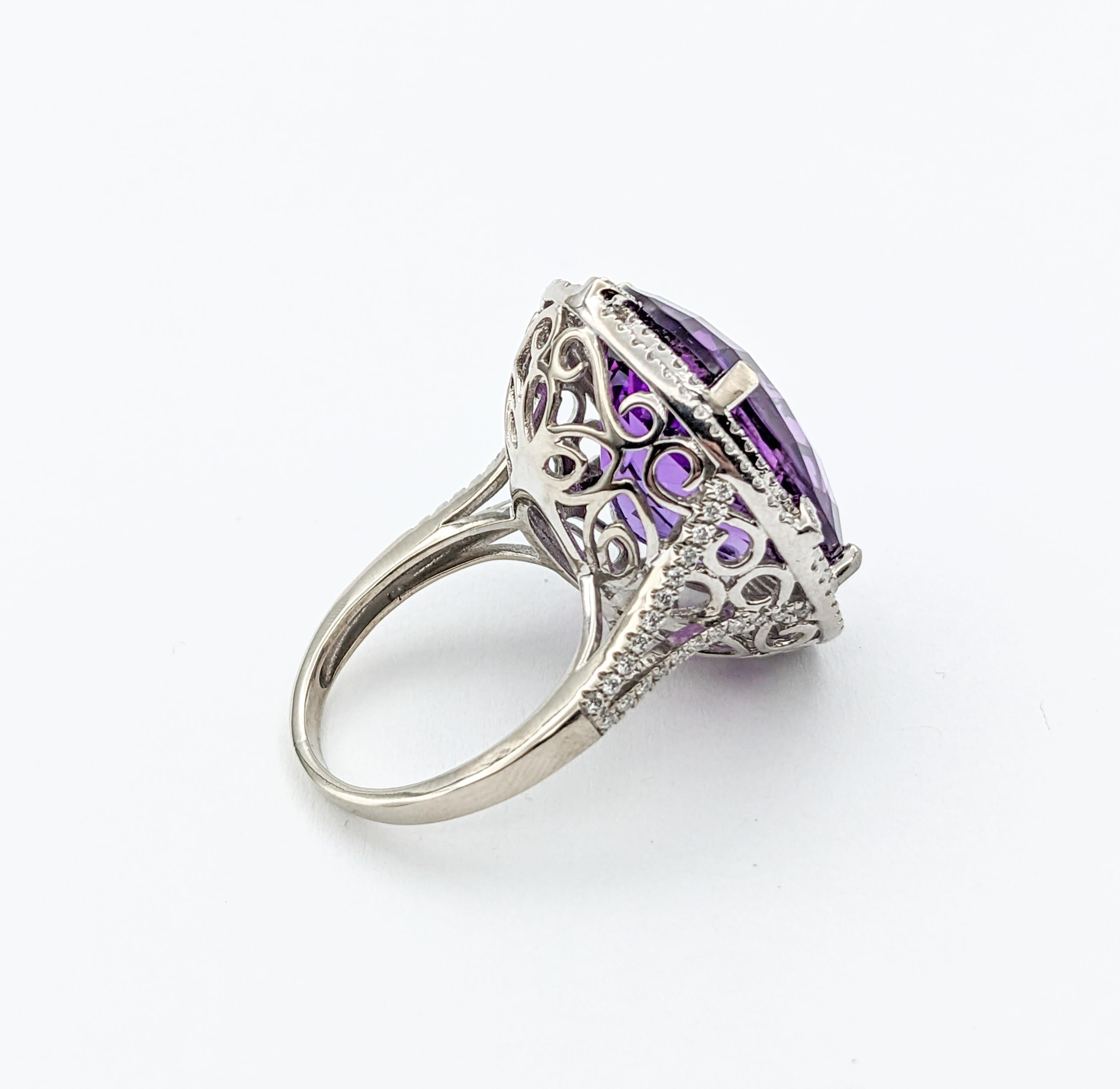 16.68ct Amethyst & Diamonds Cocktail Ring In White Gold 5