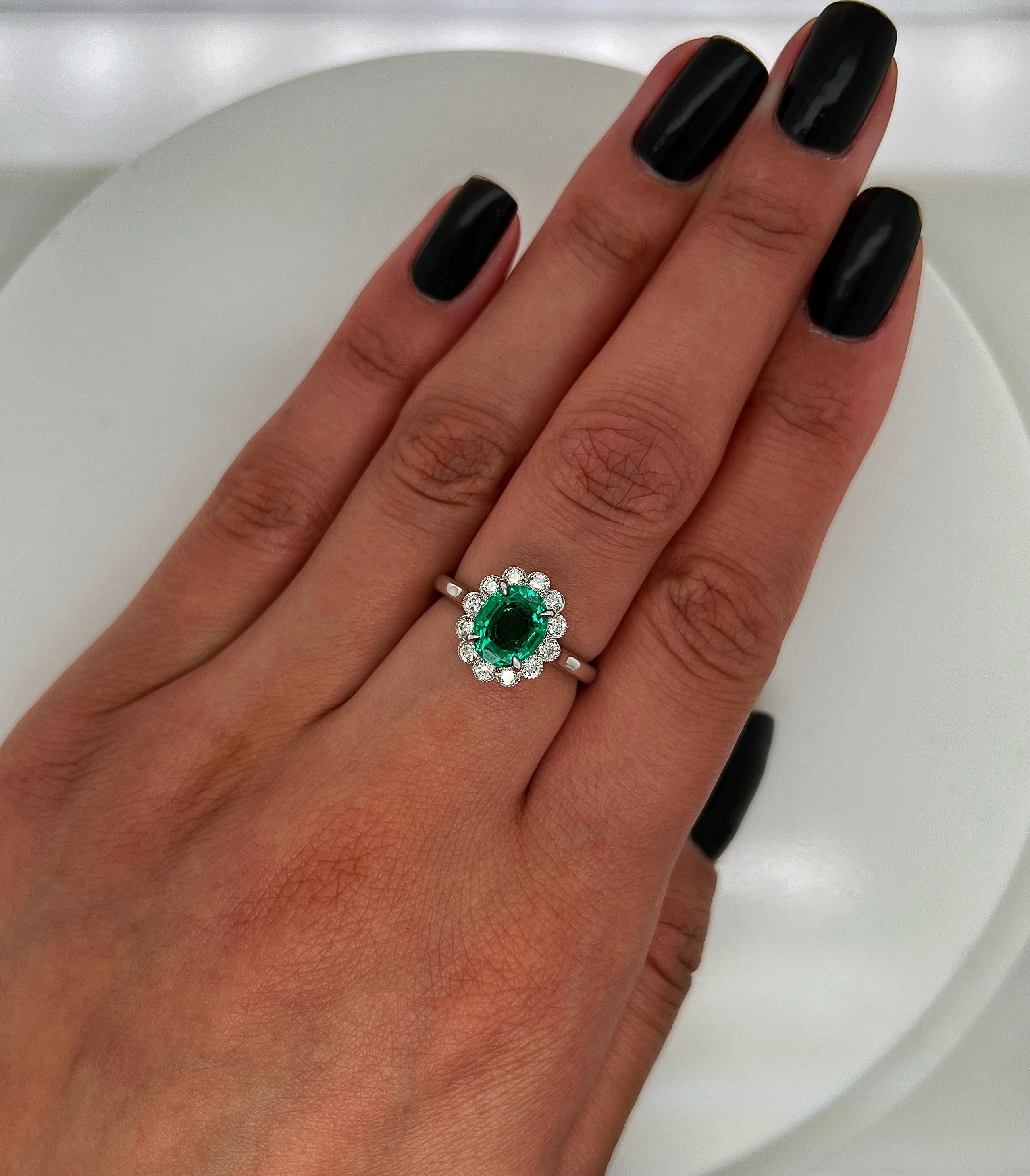 2.19 total carat green emerald a...