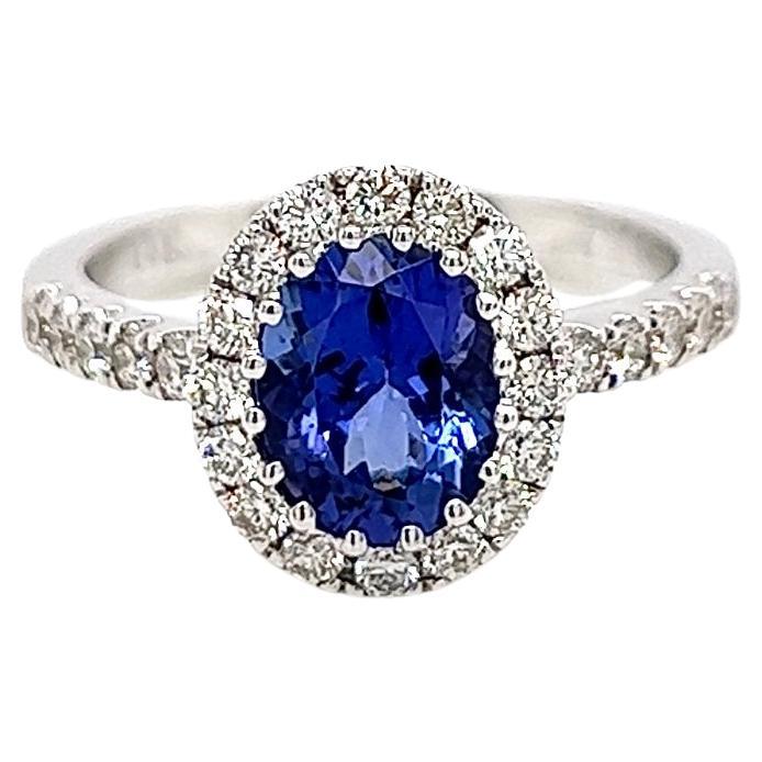 2.21 Total Carat Tanzanite Diamond Ladies Ring For Sale