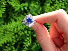 1.66Ct Ceylon Sapphire and 1.95Ct Diamond, Platinum Cocktail Ring Circa 1935