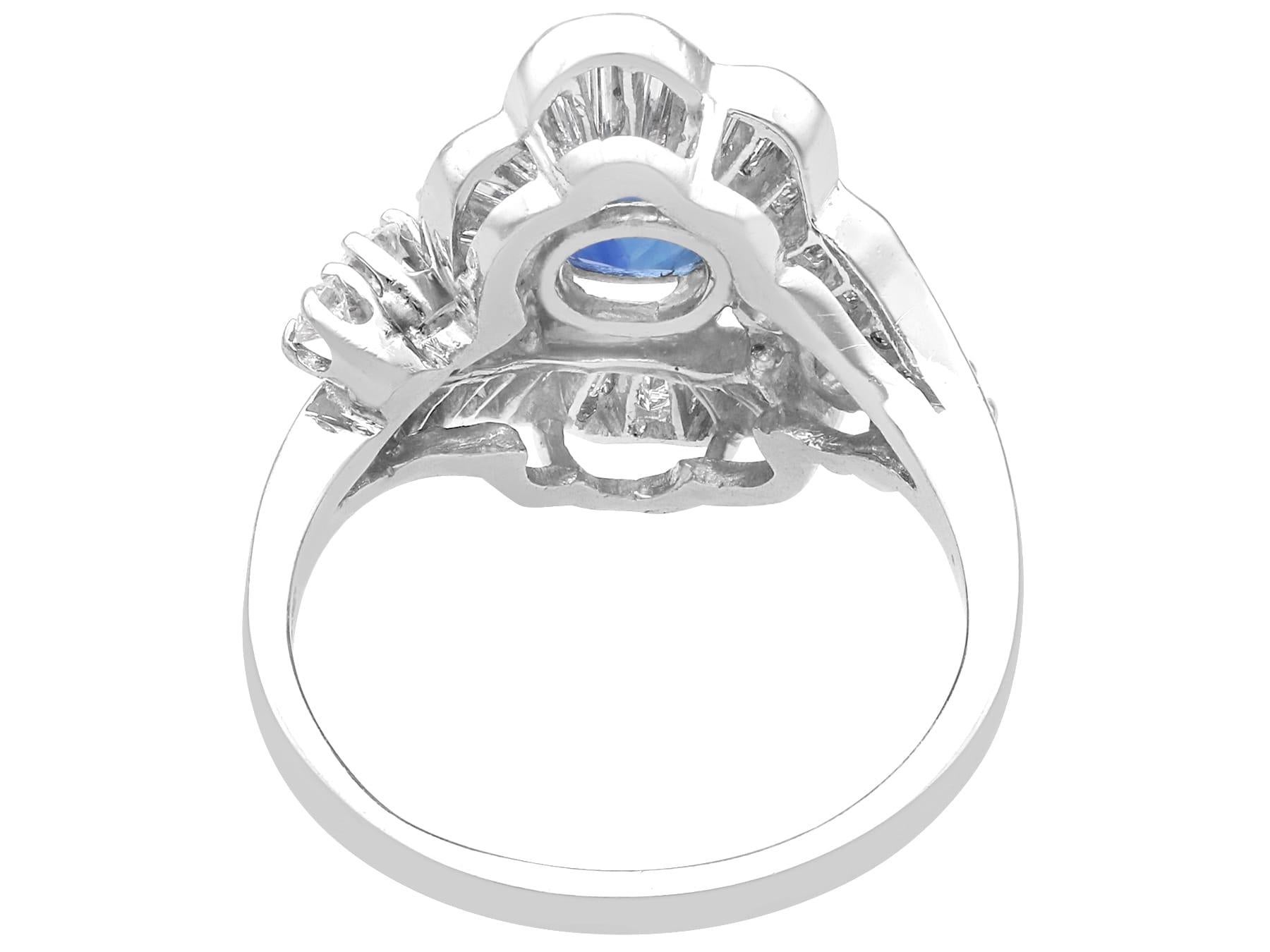 1.66Ct Ceylon Sapphire and 1.95Ct Diamond, Platinum Dress Ring Circa 1935 For Sale 2