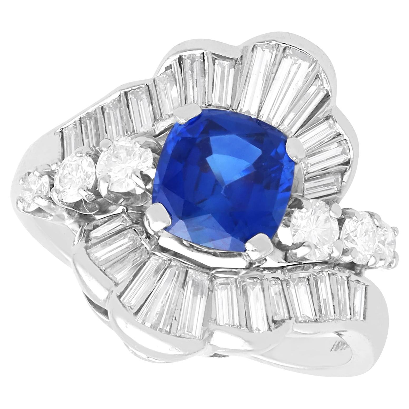 Anello in platino con zaffiro di Ceylon da 1,66 carati e diamante da 1,95 carati, CIRCA 1935