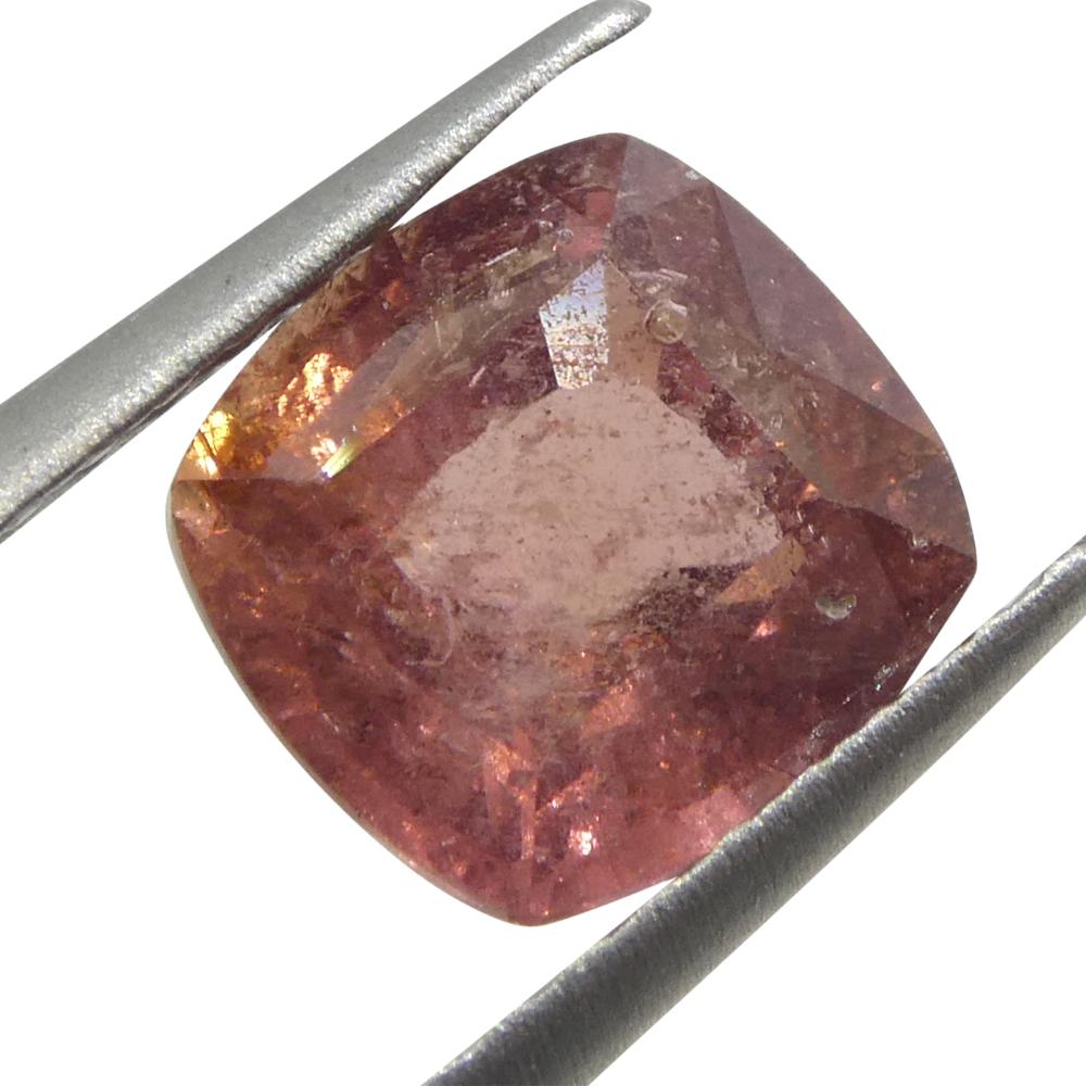 Brilliant Cut 1.66ct Cushion Orange-Pink Padparadscha Sapphire from Tanzania For Sale