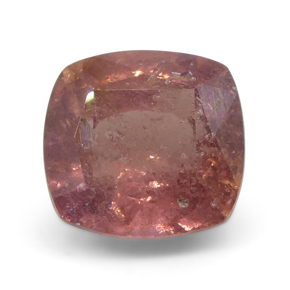 Women's or Men's 1.66ct Cushion Orange-Pink Padparadscha Sapphire from Tanzania For Sale