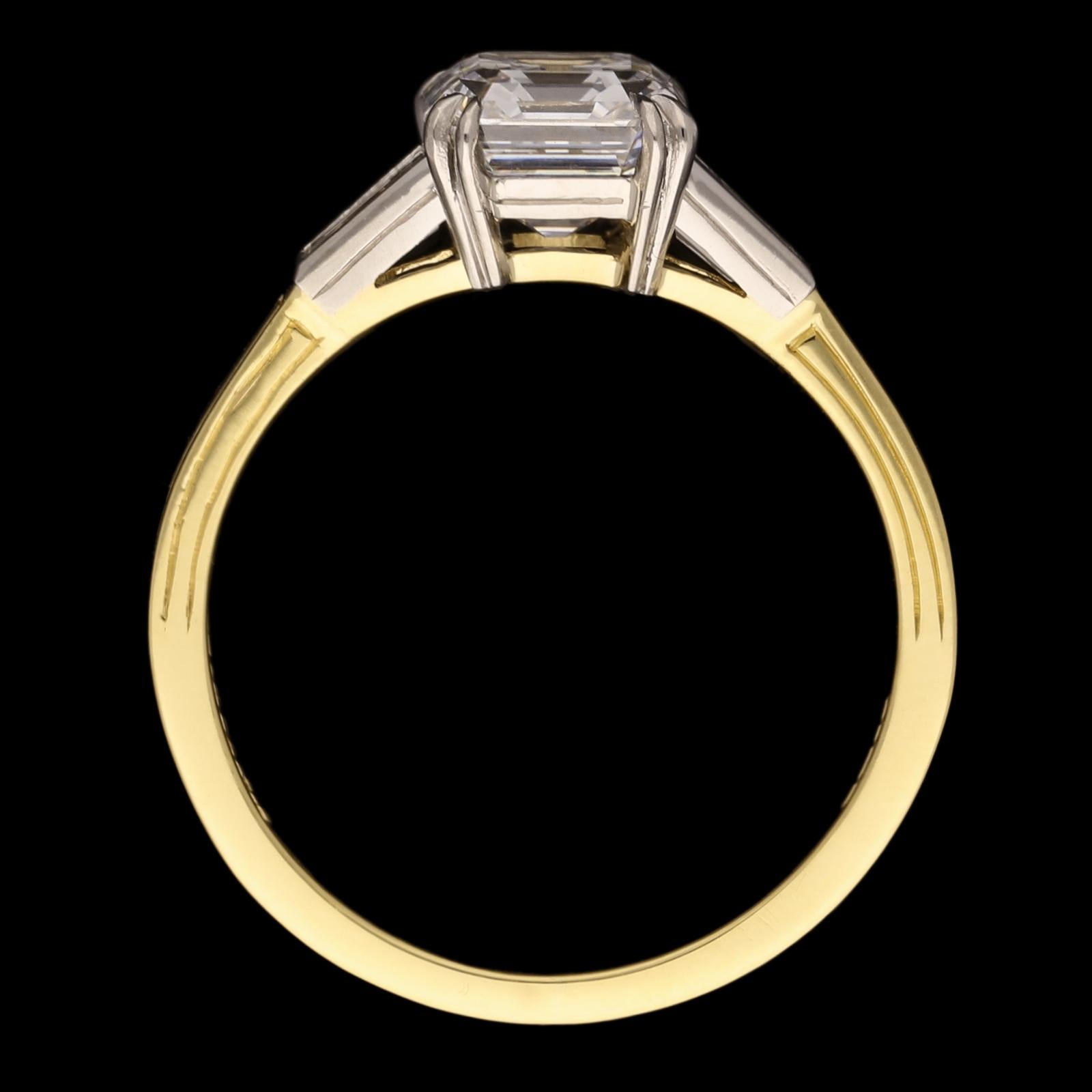 Contemporary 1.66 Carat D IF Emerald-Cut Diamond Set in Diamond Shoulder Ring by Hancocks