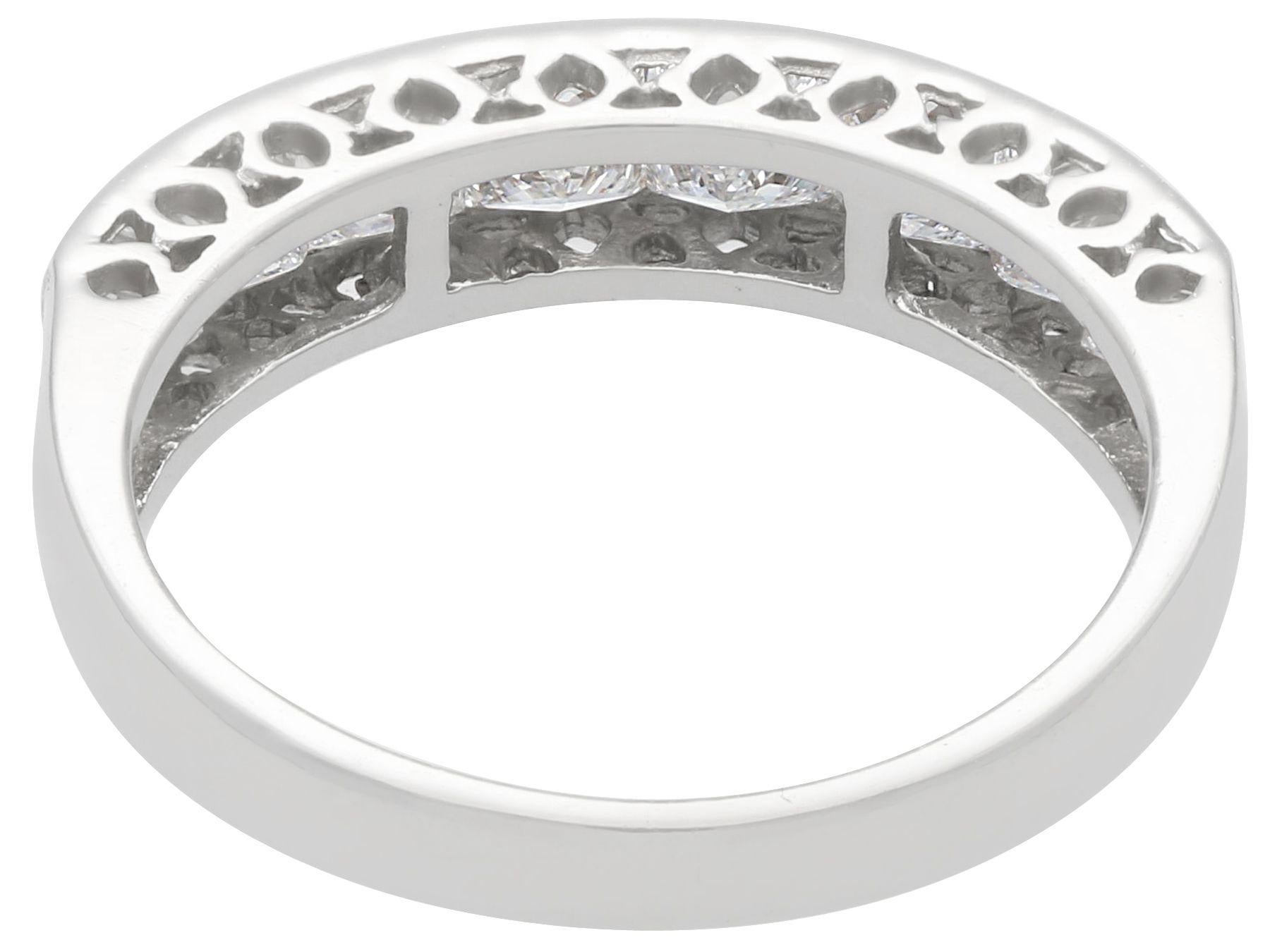 Princess Cut 1.66 carat Diamond and Platinum Half Eternity Engagement Ring For Sale