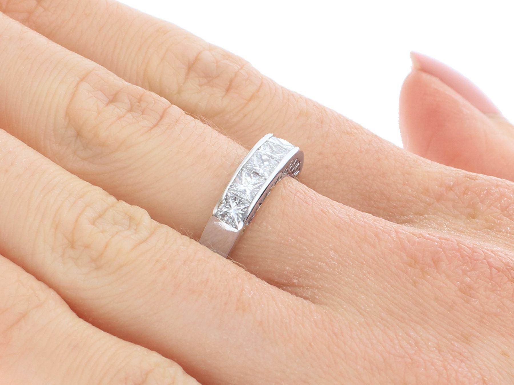 1.66 carat Diamond and Platinum Half Eternity Engagement Ring For Sale 1