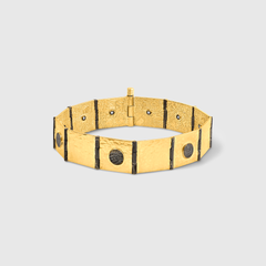 1.66ct Diamond Double Sided Romabol Byzantine Coin Hinge Bracelet Gold Silver