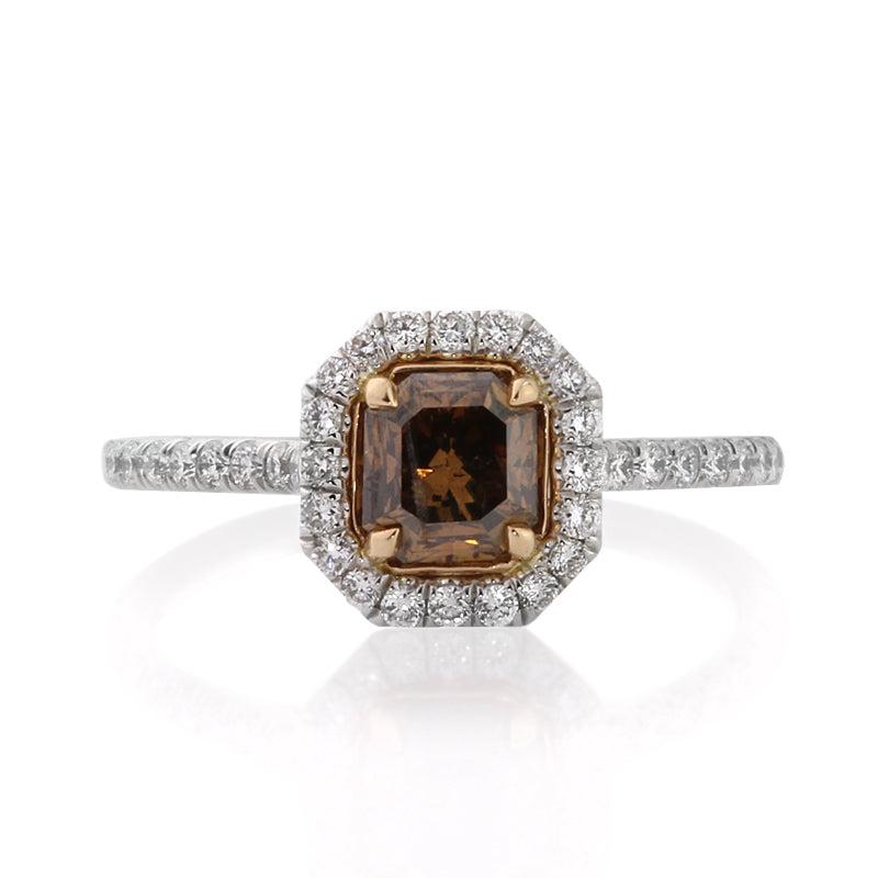 1.66ct Fancy Dark Orange Brown Radiant Cut Diamond Engagement Ring