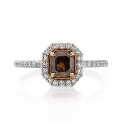 1.66ct Fancy Dark Orange Brown Radiant Cut Diamond Engagement Ring