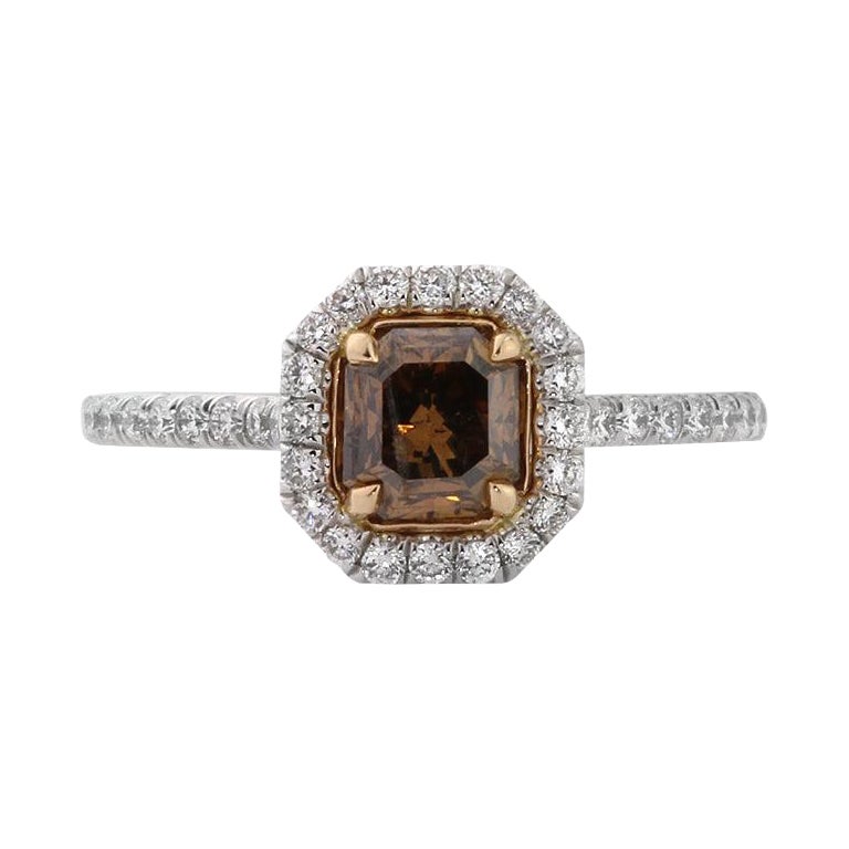 1.66ct Fancy Dark Orange Brown Radiant Cut Diamond Engagement Ring