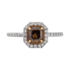 1.66ct Fancy Dark Orange Brown Radiant Cut Diamond Engagement Ring