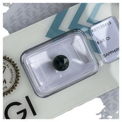 1.66ct Fine Australian Deep Green Blue Teal Sapphire Round Diamond Cut Certified