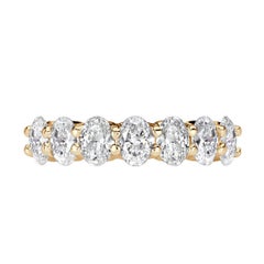 1.66ct Oval Cut Diamond Wedding Band in 18k Champagne Yellow Gold