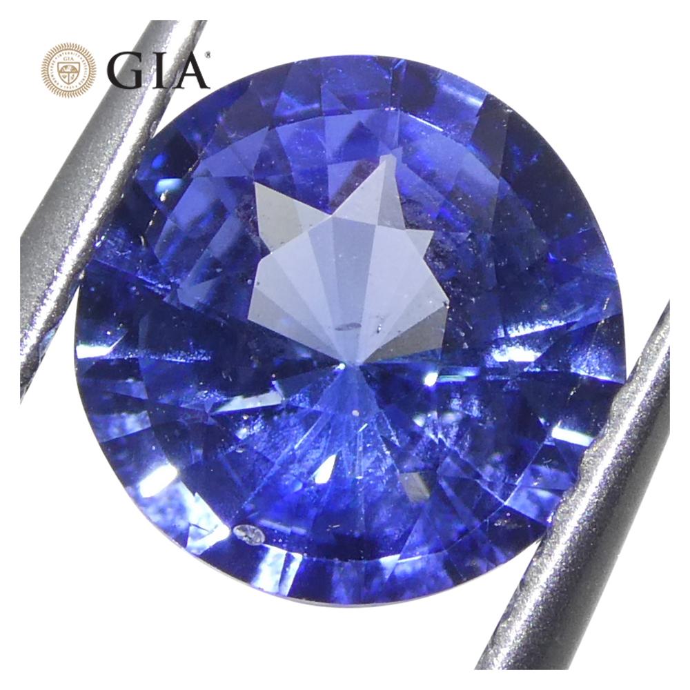 Round Cut 1.66ct Round Blue Sapphire GIA Certified Sri Lanka For Sale
