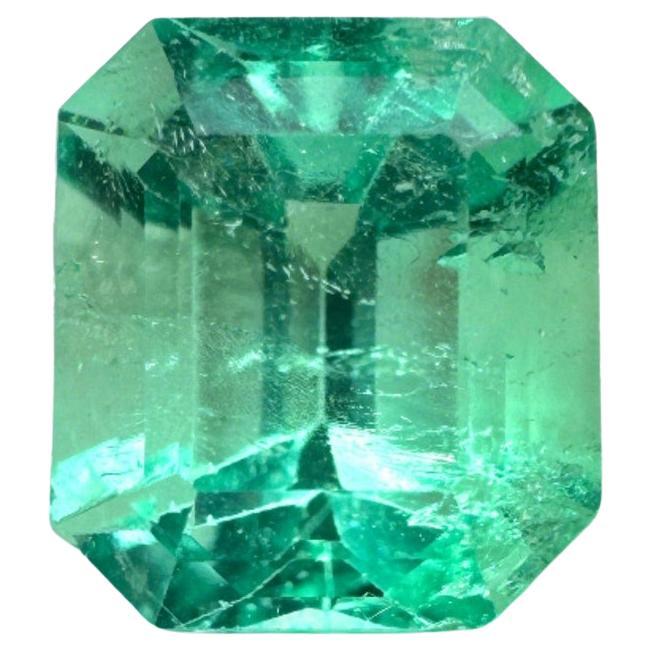 1.66ct VS Light Green Emerald Cut Colombian Gem Genuine May Birthstone Earth For Sale