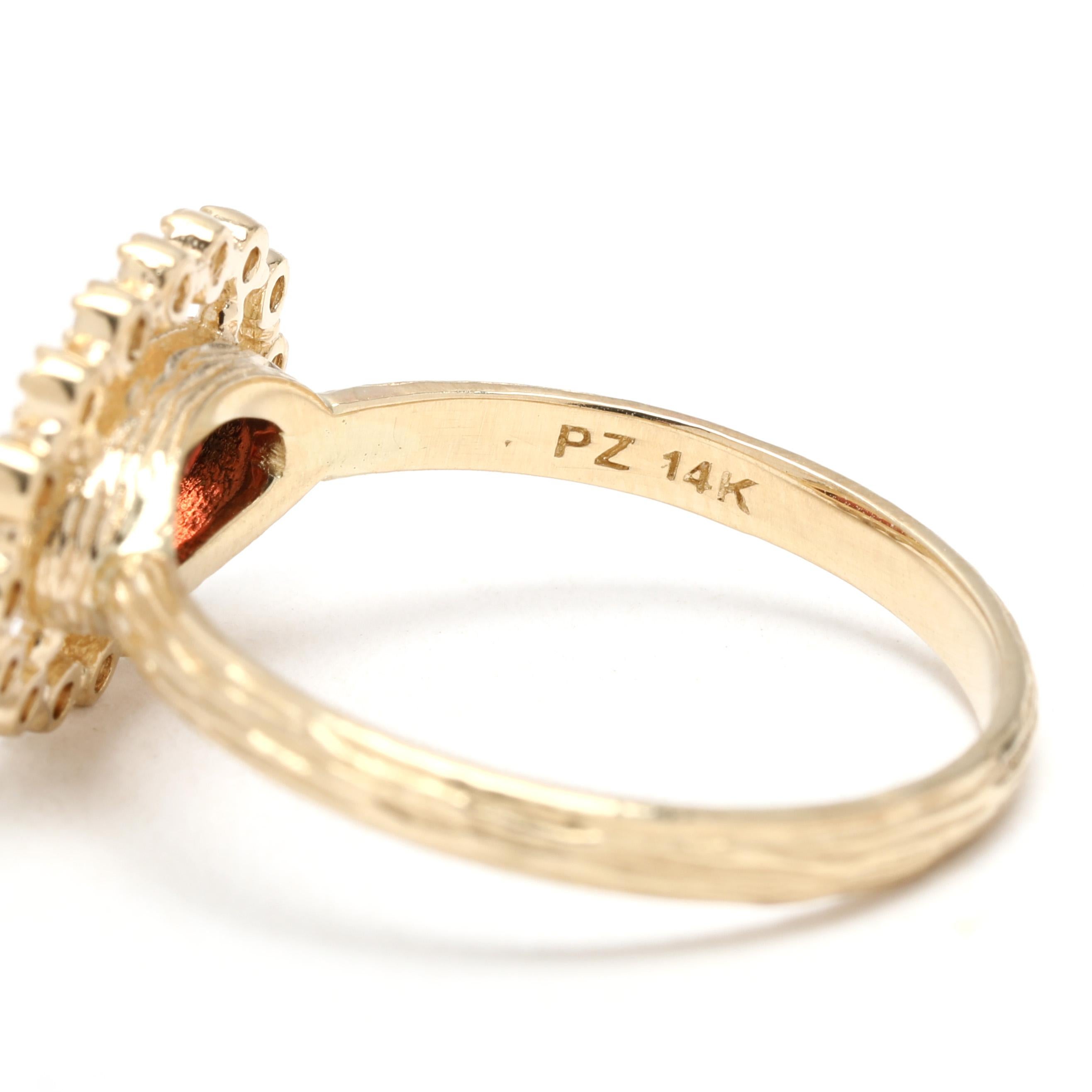 1.66ctw Diamond and Garnet Statement Ring, 14k Yellow Gold, Taille 8 Unisexe en vente